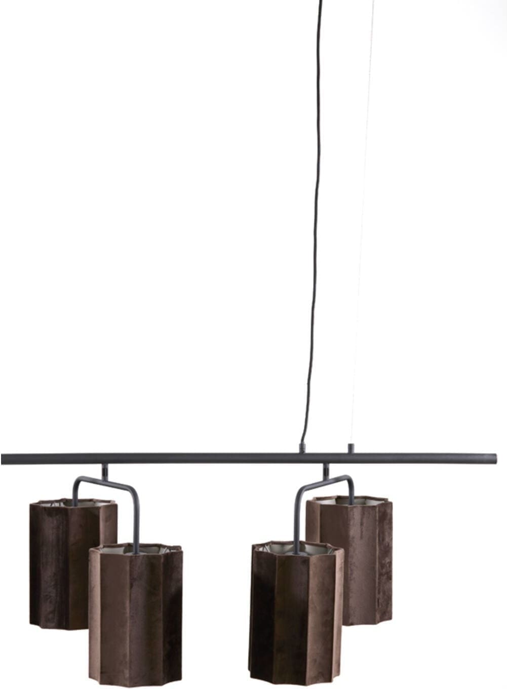 Hanglamp Edisa - Velvet Donker Bruin+mat Zwart Light & Living Hanglamp 2974883