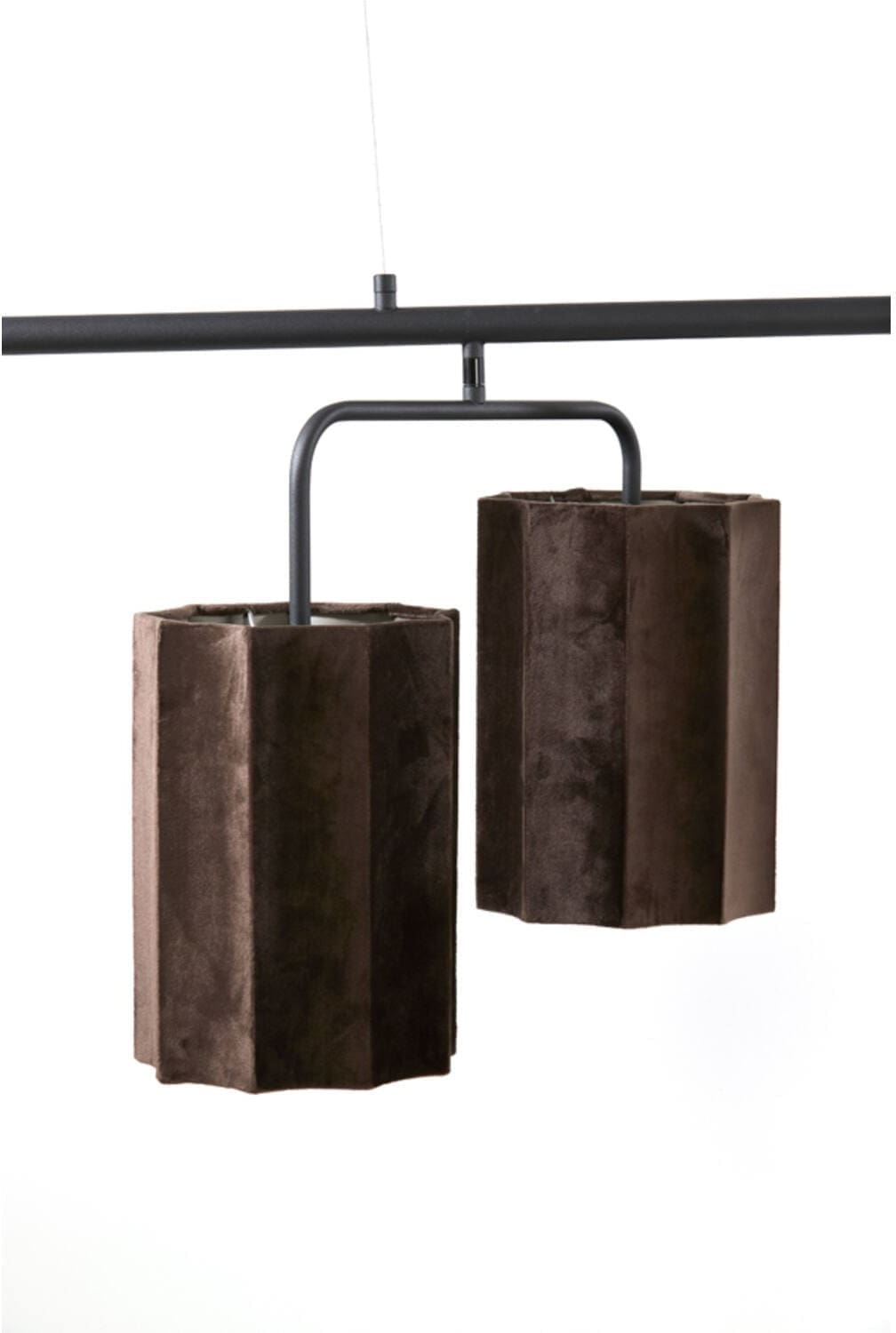 Hanglamp Edisa - Velvet Donker Bruin+mat Zwart Light & Living Hanglamp 2974883