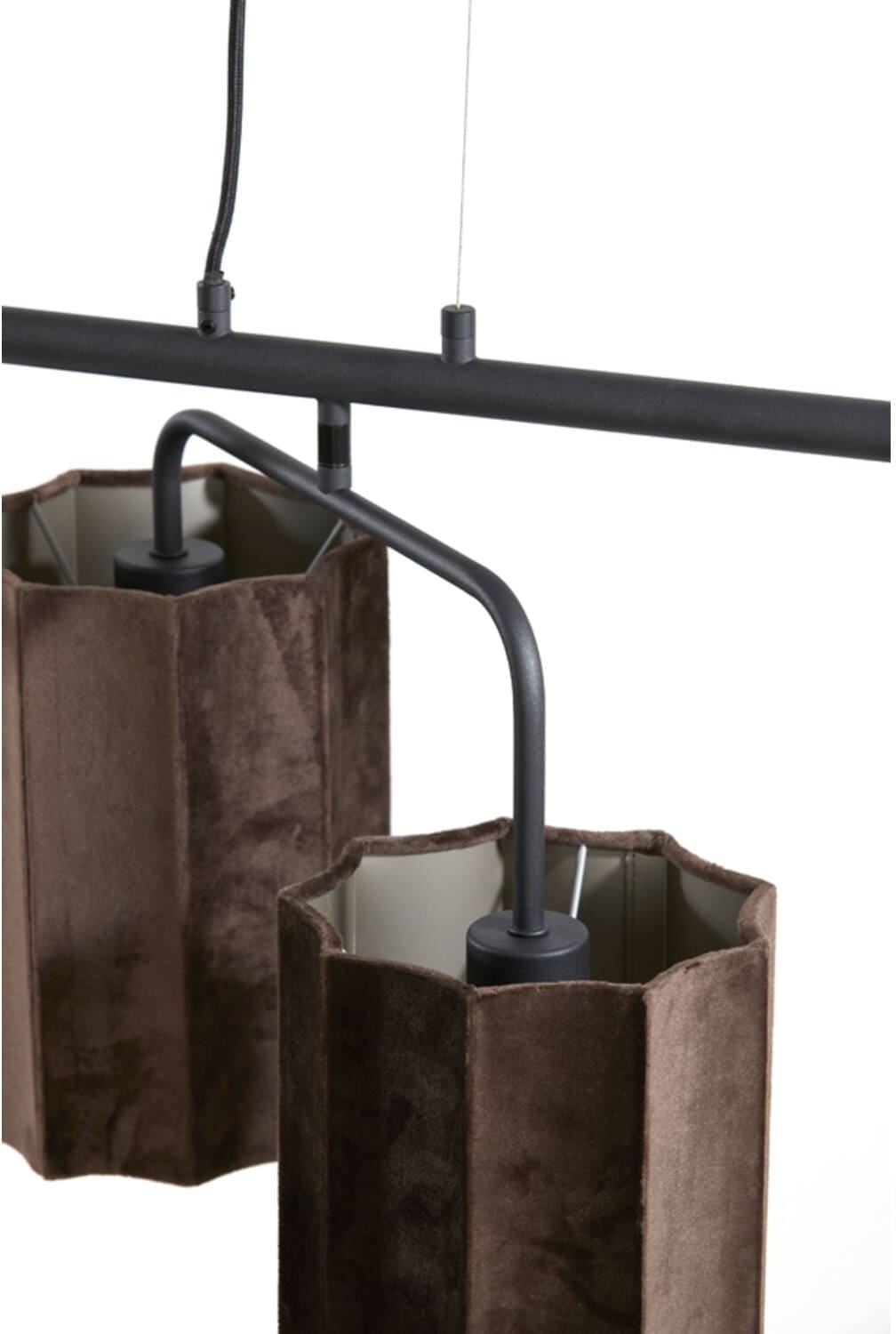 Hanglamp Edisa - Velvet Donker Bruin+mat Zwart Light & Living Hanglamp 2974883