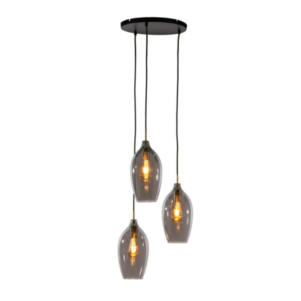 Hanglamp Lukaro - Antiek Brons+glas Smoke Light & Living Hanglamp 2977527