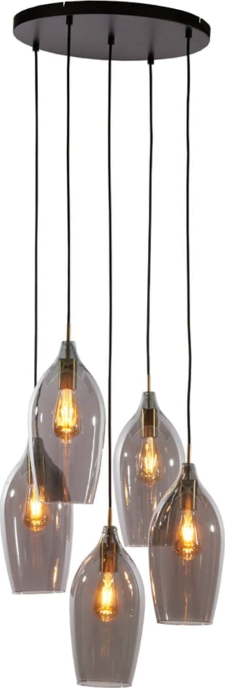 Hanglamp Lukaro - Antiek Brons+glas Smoke Light & Living Hanglamp 2977727