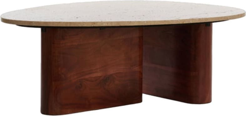 Salontafel Mahelona - Travertin Zand+hout Bruin Light & Living Salontafel 6791243