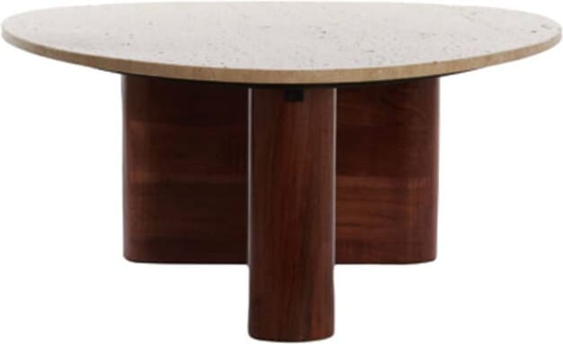 Salontafel Mahelona - Travertin Zand+hout Bruin Light & Living Salontafel 6791243