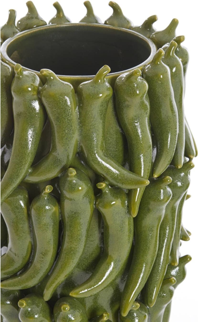 Vaas Pepper - Keramiek Donker Groen Light & Living Vaas 5851178