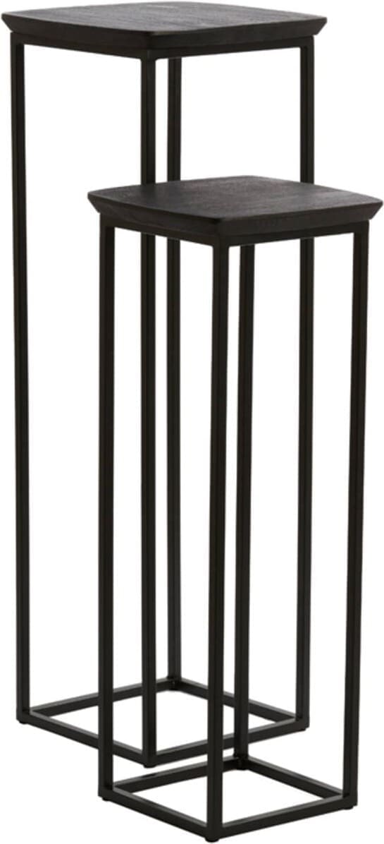 Zuil Quenza - Acacia Hout Zwart+zwrt Light & Living Bijzettafel 6797512