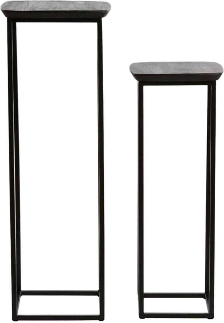 Zuil Quenza - Acacia Hout Zwart+zwrt Light & Living Bijzettafel 6797512