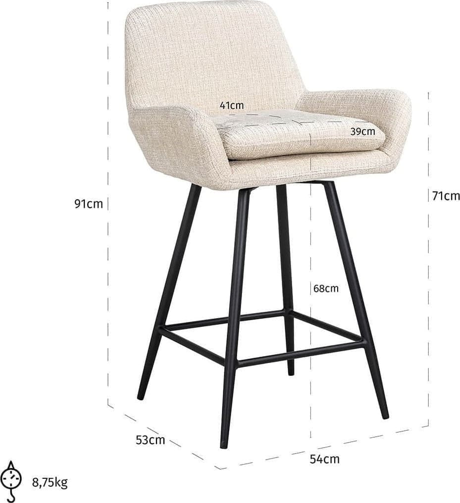 Richmond Interiors Counterstoel Linsey beige chenille Beige Barstoel