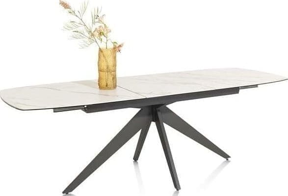 Xooon Padova uitschuiftafel 180 (+ 60cm) x 90 cm - keramiek op glas - wit Wit Eettafel