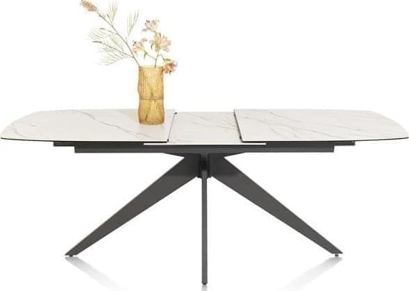 Xooon Padova uitschuiftafel 180 (+ 60cm) x 90 cm - keramiek op glas - wit Wit Eettafel
