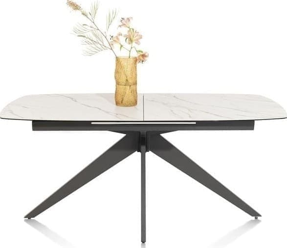 Xooon Padova uitschuiftafel 180 (+ 60cm) x 90 cm - keramiek op glas - wit Wit Eettafel