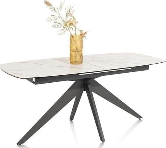 Xooon Padova uitschuiftafel 180 (+ 60cm) x 90 cm - keramiek op glas - wit Wit Eettafel