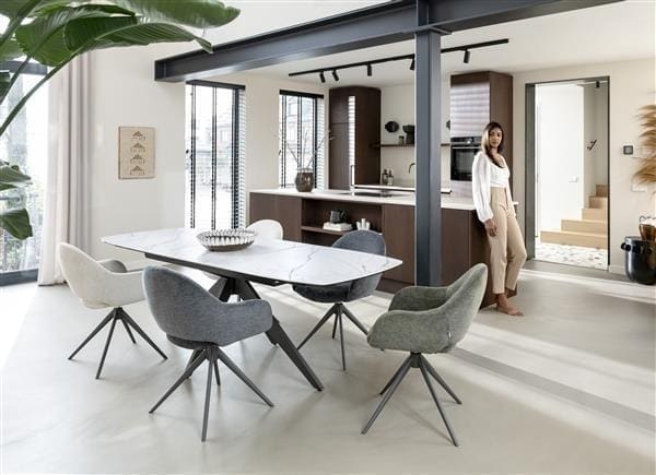 Xooon Padova uitschuiftafel 180 (+ 60cm) x 90 cm - keramiek op glas - wit Wit Eettafel