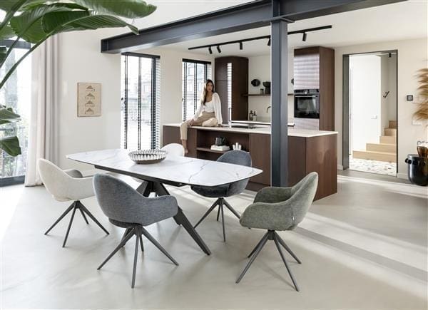 Xooon Padova uitschuiftafel 180 (+ 60cm) x 90 cm - keramiek op glas - wit Wit Eettafel