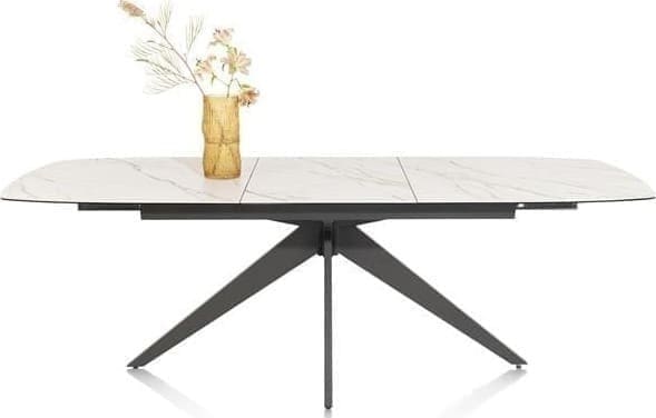 Xooon Padova uitschuiftafel 180 (+ 60cm) x 90 cm - keramiek op glas - wit Wit Eettafel