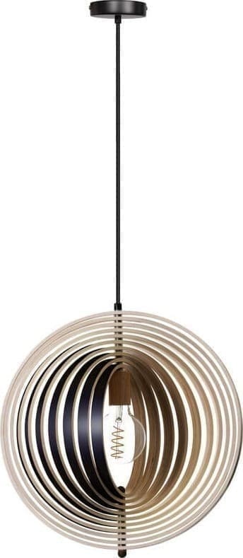 INHOUSE Hanglamp Wodia rond 43,5cm zwart zwart hout Bruin|Naturel Hanglamp