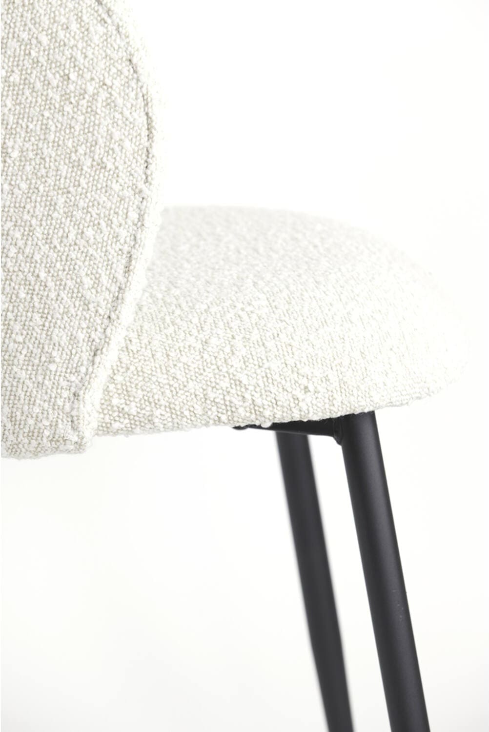 Eetkamerstoel Elyna - Bouclé Crème-mat Zwart Light & Living Eetkamerstoel 6772982