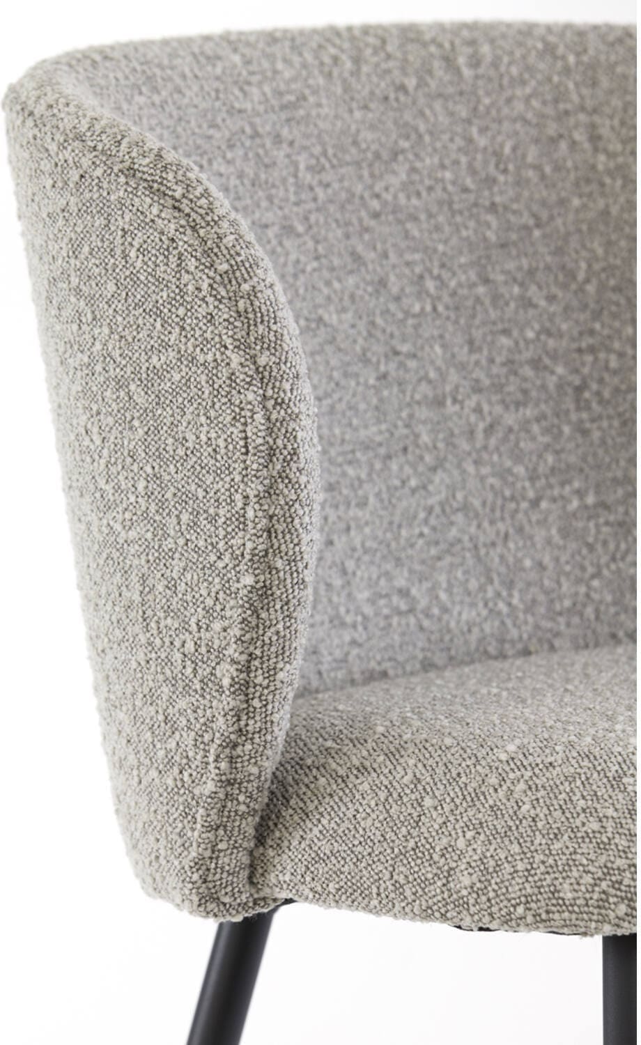 Eetkamerstoel Elyna - Bouclé Grijs Bruin-mat Zwart Light & Living Eetkamerstoel 6772927