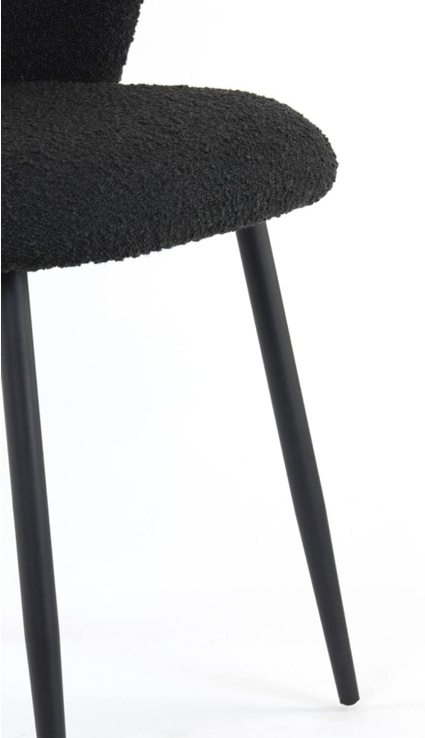 Eetkamerstoel Elyna - Bouclé Zwart-mat Zwart Light & Living Eetkamerstoel 6772912