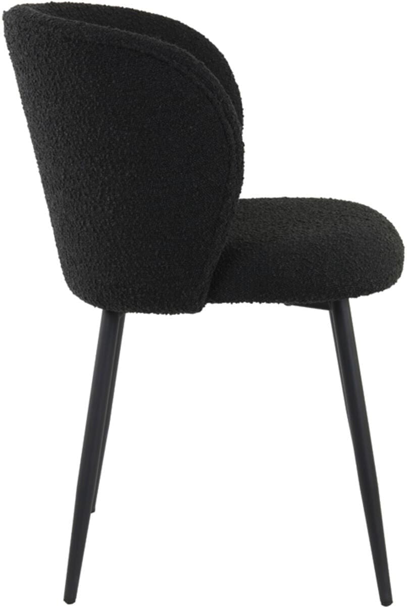 Eetkamerstoel Elyna - Bouclé Zwart-mat Zwart Light & Living Eetkamerstoel 6772912