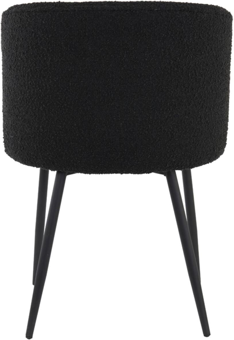 Eetkamerstoel Elyna - Bouclé Zwart-mat Zwart Light & Living Eetkamerstoel 6772912