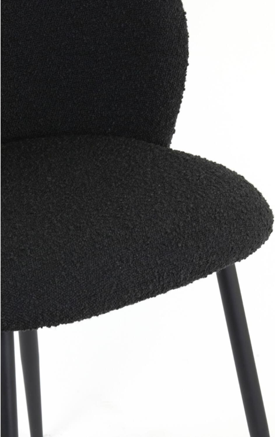 Eetkamerstoel Elyna - Bouclé Zwart-mat Zwart Light & Living Eetkamerstoel 6772912