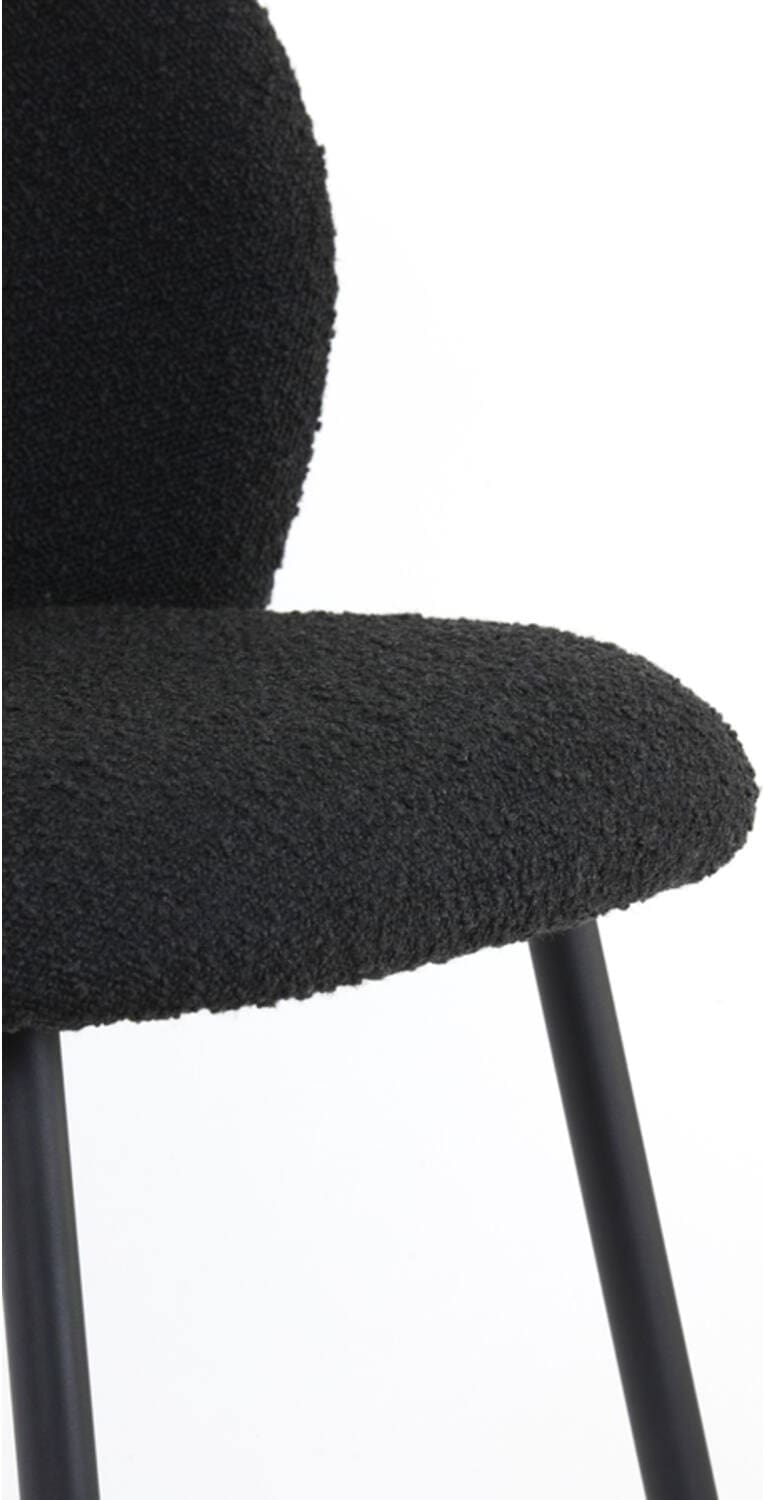 Eetkamerstoel Elyna - Bouclé Zwart-mat Zwart Light & Living Eetkamerstoel 6772912