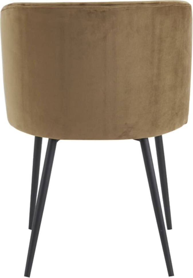 Eetkamerstoel Elyna - Velvet Bruin-mat Zwart Light & Living Eetkamerstoel 6772983