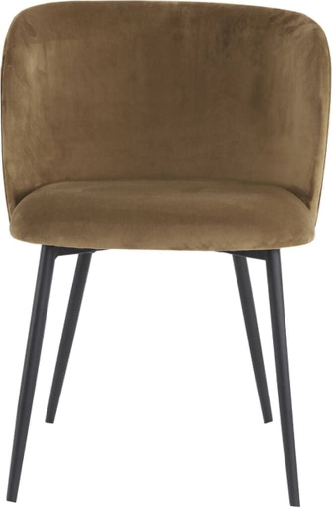 Eetkamerstoel Elyna - Velvet Bruin-mat Zwart Light & Living Eetkamerstoel 6772983
