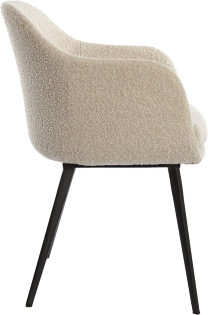 Eetkamerstoel Leone - Bouclé Crème-zwart Light & Living Eetkamerstoel 6786861