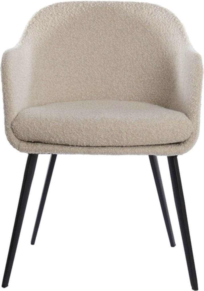 Eetkamerstoel Leone - Bouclé Crème-zwart Light & Living Eetkamerstoel 6786861