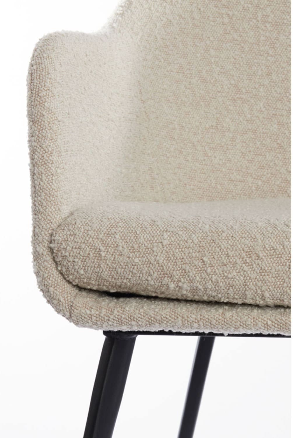 Eetkamerstoel Leone - Bouclé Crème-zwart Light & Living Eetkamerstoel 6786861