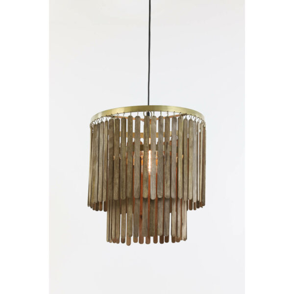 Hanglamp Gularo - Hout Bruin+brons Light & Living Hanglamp 2950464