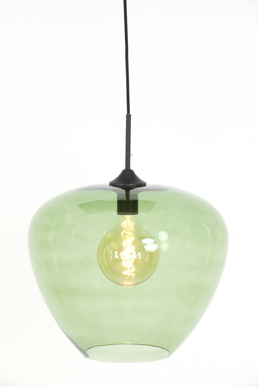 Hanglamp Mayson - Glas Groen-mat Zwart Light & Living Hanglamp 2952481