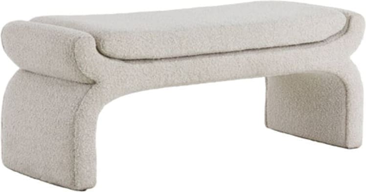 Poef Nafya - Bouclé Crème Light & Living Poef 6786661