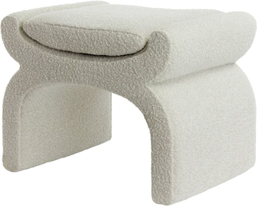 Poef Nafya - Bouclé Crème Light & Living Poef 6864482