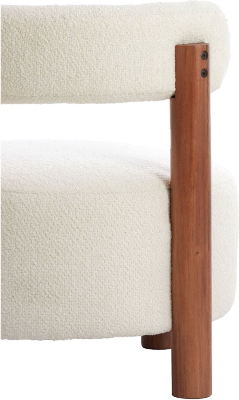 Stoel Ferentino - Acacia Hout+bouclé Crème Light & Living Eetkamerstoel 5502043