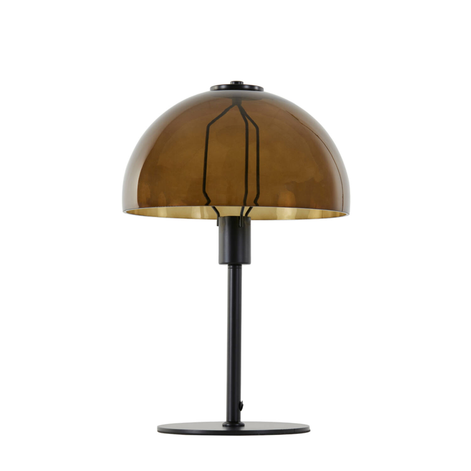 Tafellamp Mellan - Mat Zwart+glas Bruin Light & Living Tafellamp 1873564