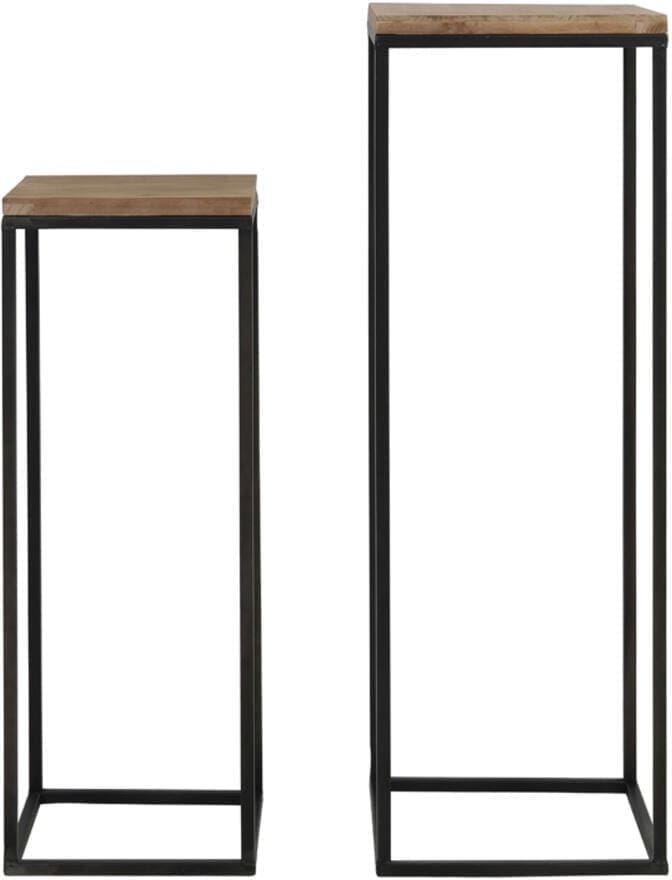 Zuil Yarula - Hout+zwart Light & Living Bijzettafel 6741912