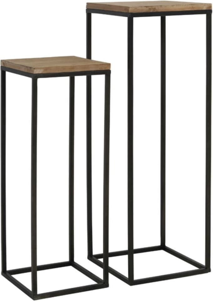 Zuil Yarula - Hout+zwart Light & Living Bijzettafel 6741912