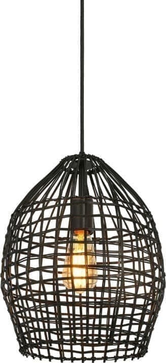 Pronto Wonen Hanglamp Orcia rond 30 cm rotan zwart Zwart Verlichting