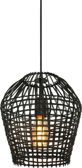 Pronto Wonen Hanglamp Scarperio rond 28 cm rotan zwart Zwart Verlichting