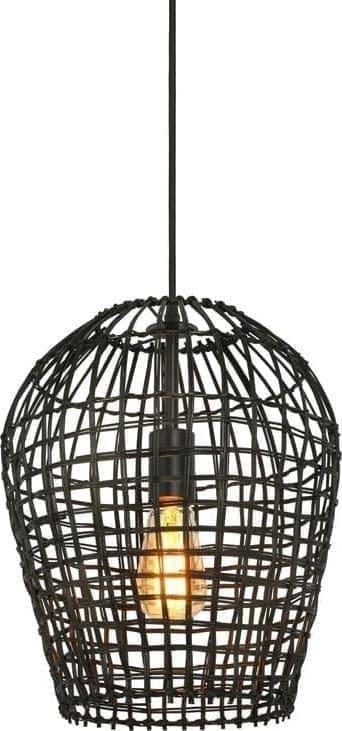 Pronto Wonen Hanglamp Scarperio rond 31 cm rotan zwart Zwart Verlichting