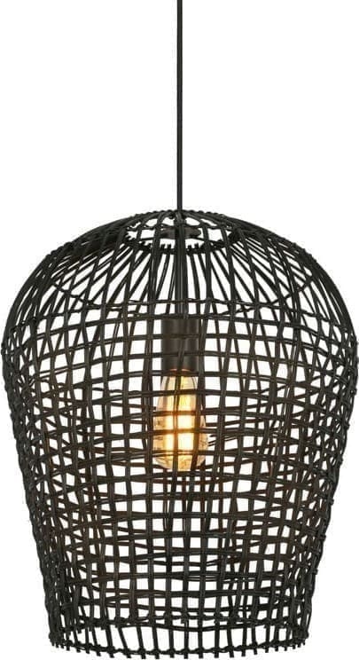 Pronto Wonen Hanglamp Scarperio rond 40 cm rotan zwart Zwart Verlichting
