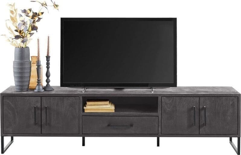 Pronto Wonen TV-meubel Piastra 188 cm zwart Zwart Tv-meubel|Tv-dressoir