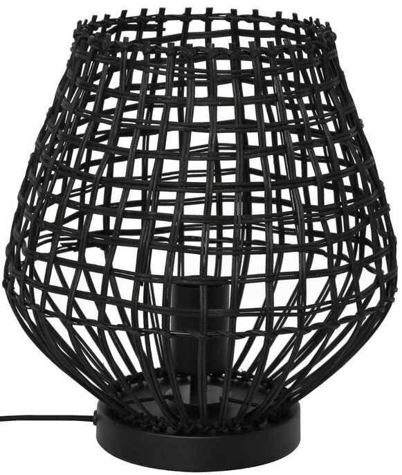 Pronto Wonen Tafellamp Scarperio rond 29 cm rotan zwart Zwart Verlichting
