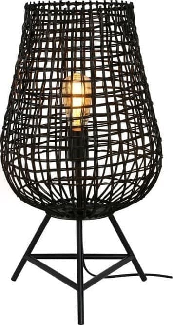 Pronto Wonen Tafellamp Scarperio rond 33 cm rotan zwart Zwart Verlichting