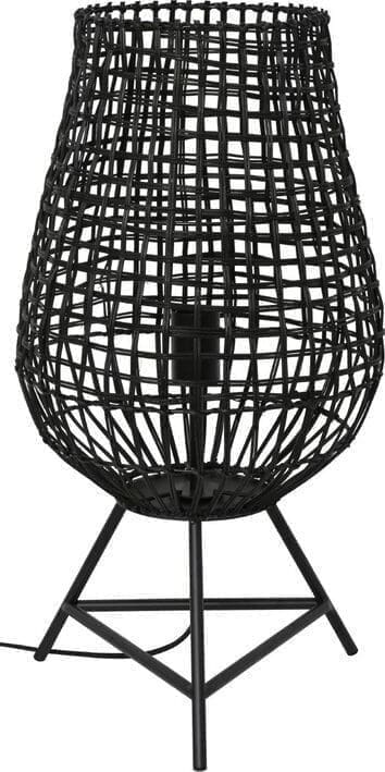 Pronto Wonen Tafellamp Scarperio rond 33 cm rotan zwart Zwart Verlichting