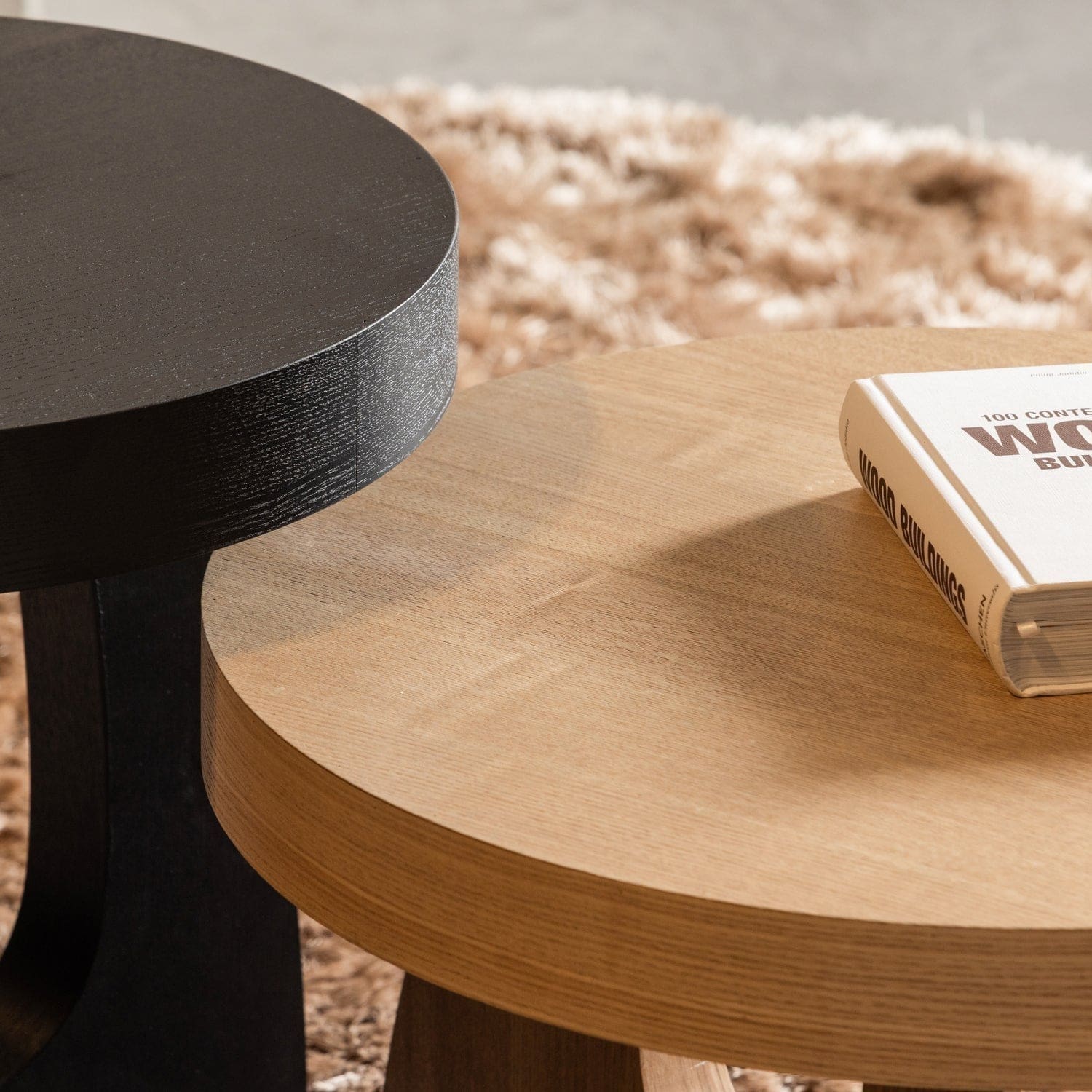 WOOOD Tala bijzettafel mdf fineer zwart 45xo45cm Zwart Bijzettafel