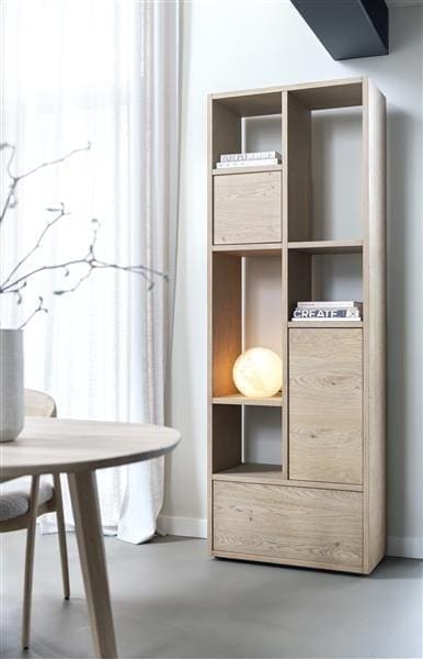 Xooon Lugana roomdivider 150 cm - 4-deuren + 1-lade + 8-niches - onyx Zwart Kast