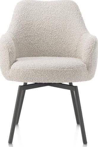 Henders & Hazel Rocco armstoel - draaibaar + pocket - graphiet - stof Brioni - creme Beige|Wit Armstoel
